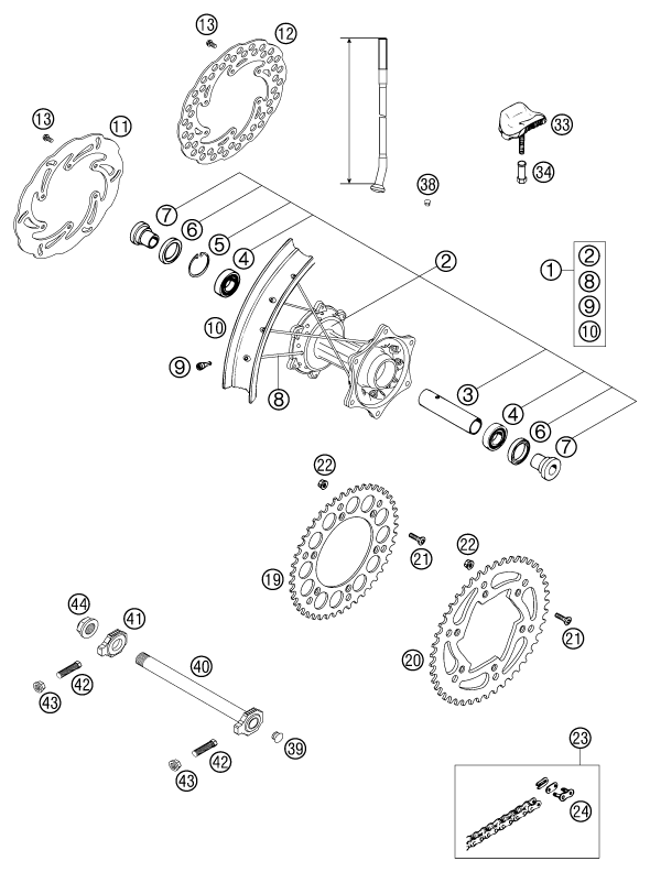 Explosionsgrafik HINTERRAD