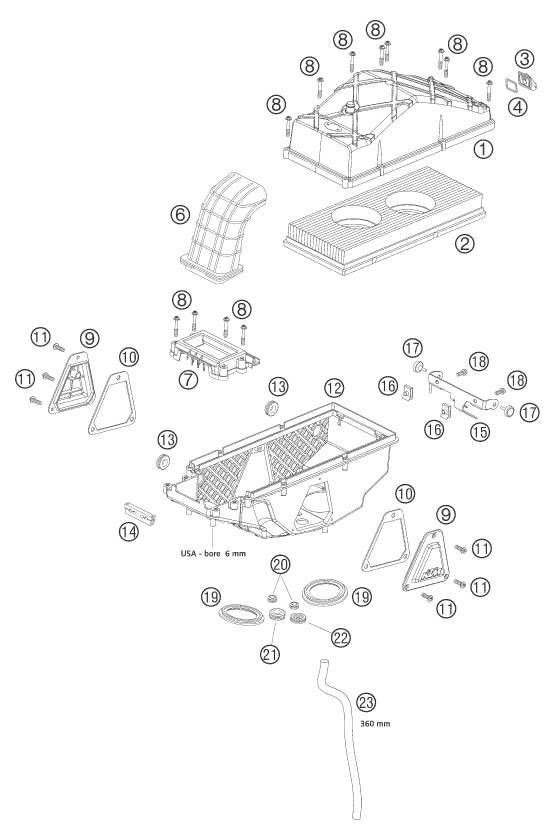 Explosionsgrafik LUFTFILTER