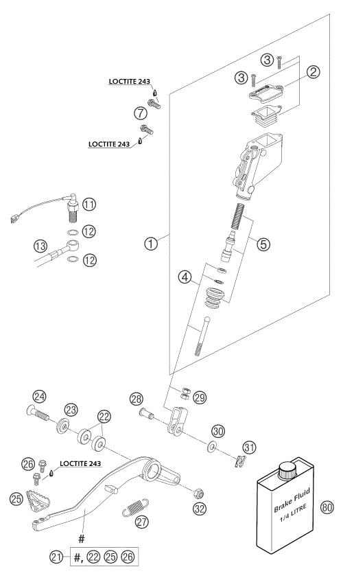 Explosionsgrafik BETÄTIGUNG HINTERBREMSE