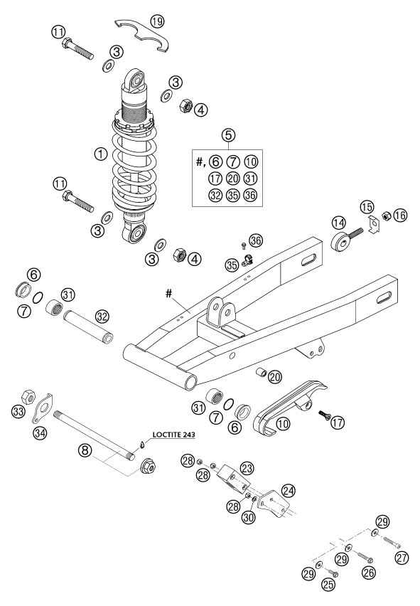 Explosionsgrafik SCHWINGARM