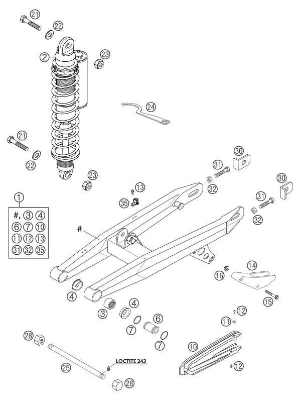 Explosionsgrafik SCHWINGARM