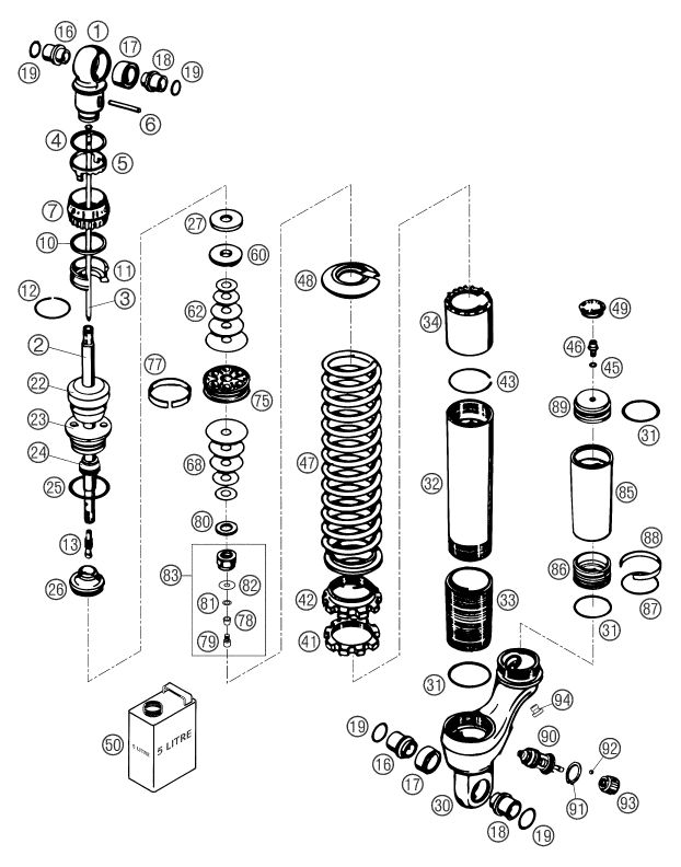 Explosionsgrafik FEDERBEIN ZERLEGT