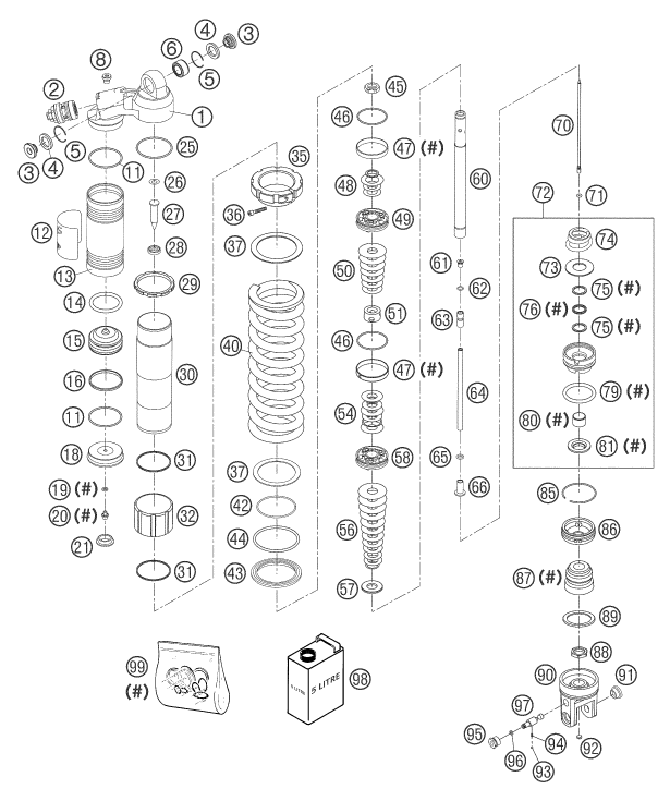 Explosionsgrafik FEDERBEIN ZERLEGT