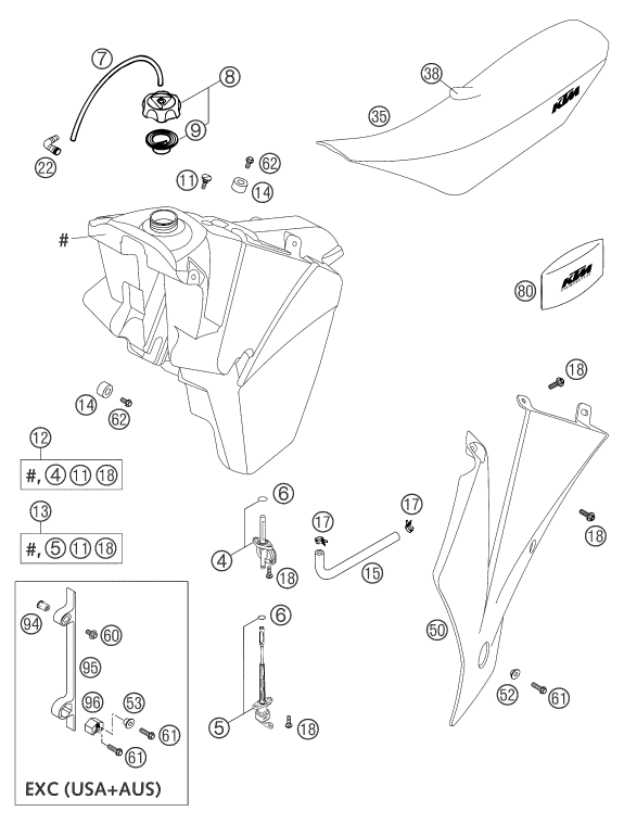 Explosionsgrafik TANK, SITZBANK