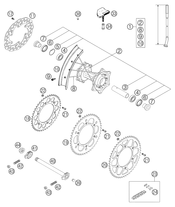 Explosionsgrafik HINTERRAD