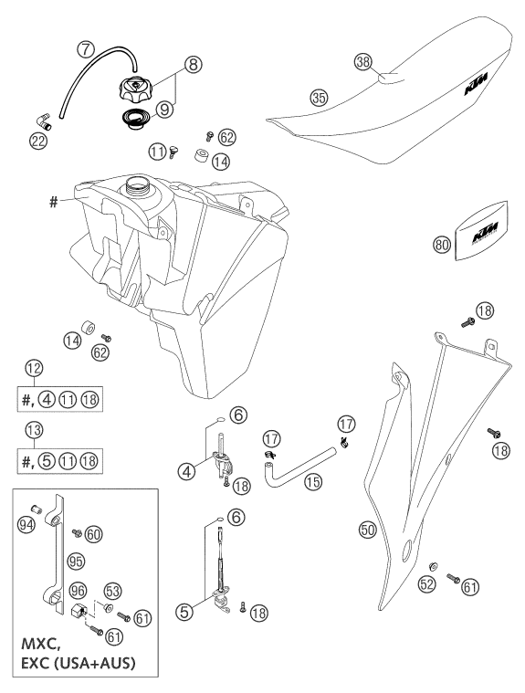 Explosionsgrafik TANK, SITZBANK