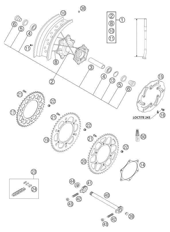 Explosionsgrafik HINTERRAD