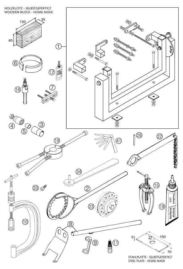 Explosionsgrafik SPEZIALWERKZEUG (Motor)