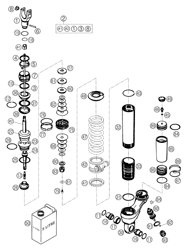 Explosionsgrafik FEDERBEIN ZERLEGT