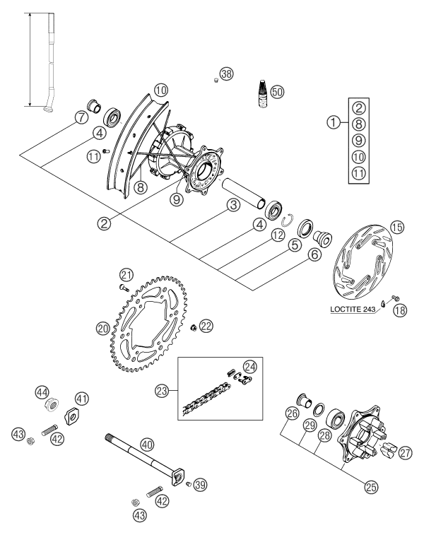 Explosionsgrafik HINTERRAD