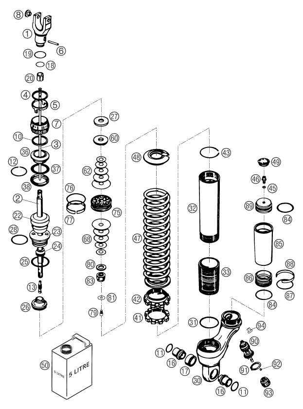 Explosionsgrafik FEDERBEIN ZERLEGT