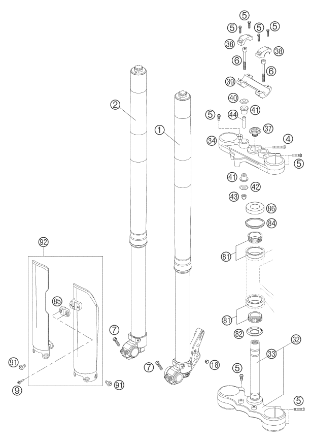 Explosionsgrafik TELEGABEL, GABELBRÜCKE