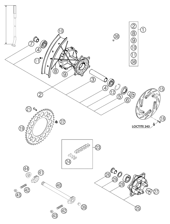 Explosionsgrafik HINTERRAD