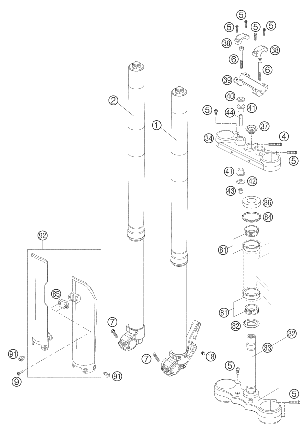 Explosionsgrafik TELEGABEL, GABELBRÜCKE