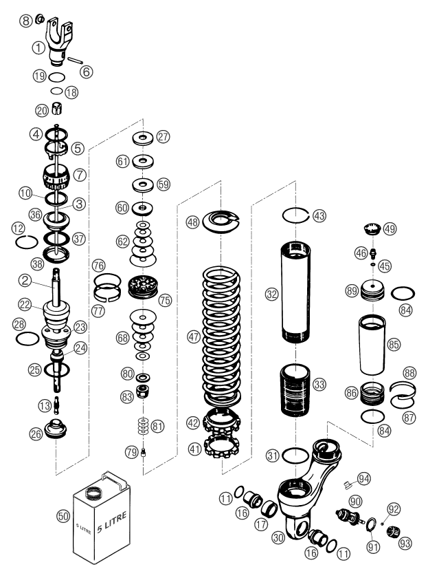 Explosionsgrafik FEDERBEIN ZERLEGT