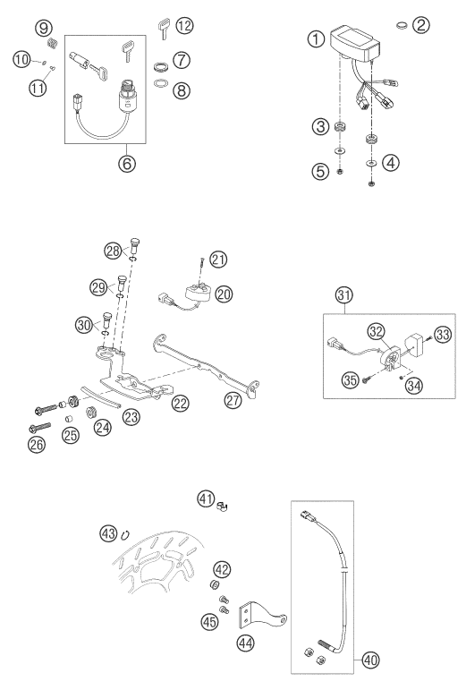 Explosionszeichnung der Baugruppe INSTRUMENTE / SCHLOSSSYSTEM, Position 2 ist markiert