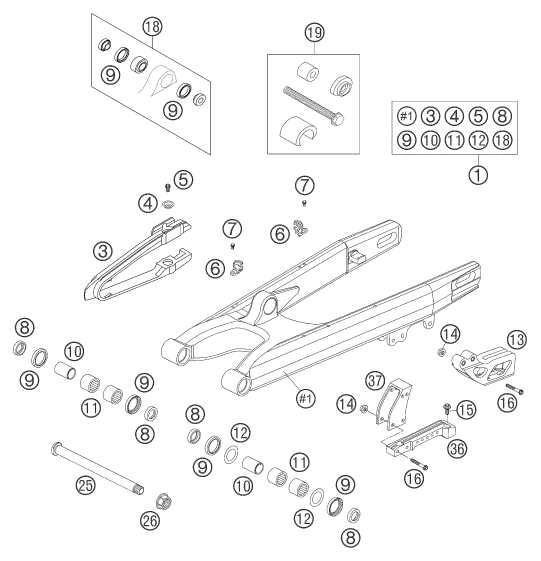 Explosionsgrafik SCHWINGARM