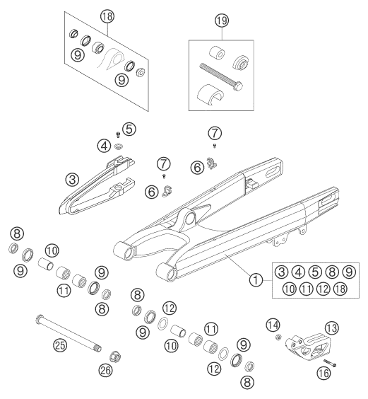 Explosionsgrafik SCHWINGARM