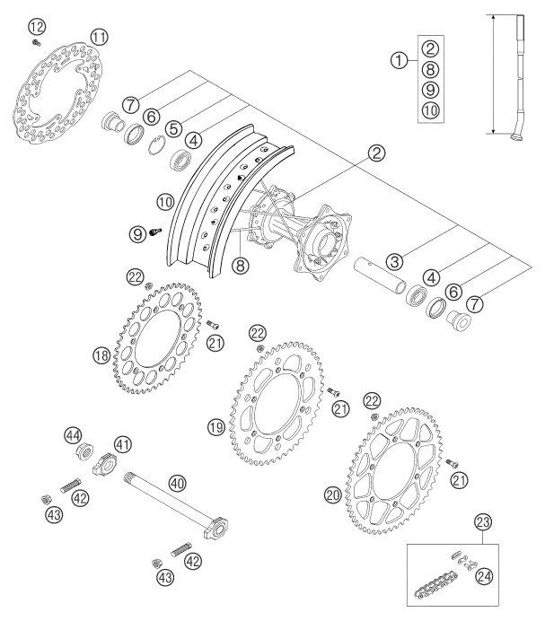 Explosionsgrafik HINTERRAD