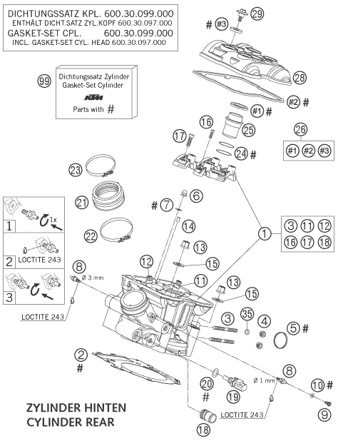 Explosionsgrafik ZYLINDERKOPF HINTEN