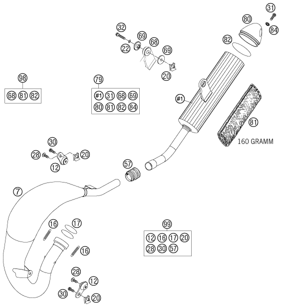 Explosionsgrafik AUSPUFFANLAGE
