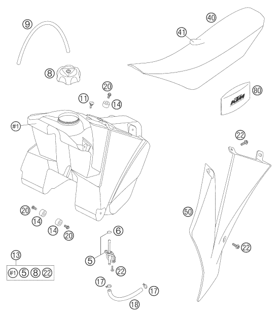 Explosionsgrafik TANK, SITZBANK