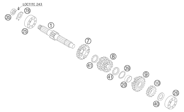 Explosionsgrafik GETRIEBE I - ANTRIEBSWELLE