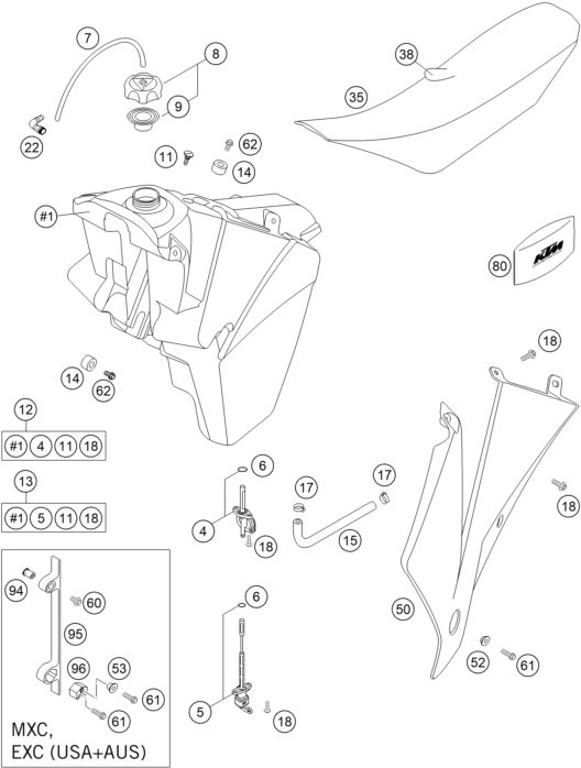 Explosionsgrafik TANK, SITZBANK