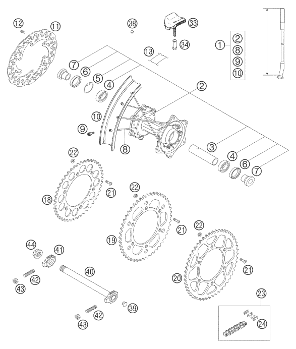 Explosionsgrafik HINTERRAD