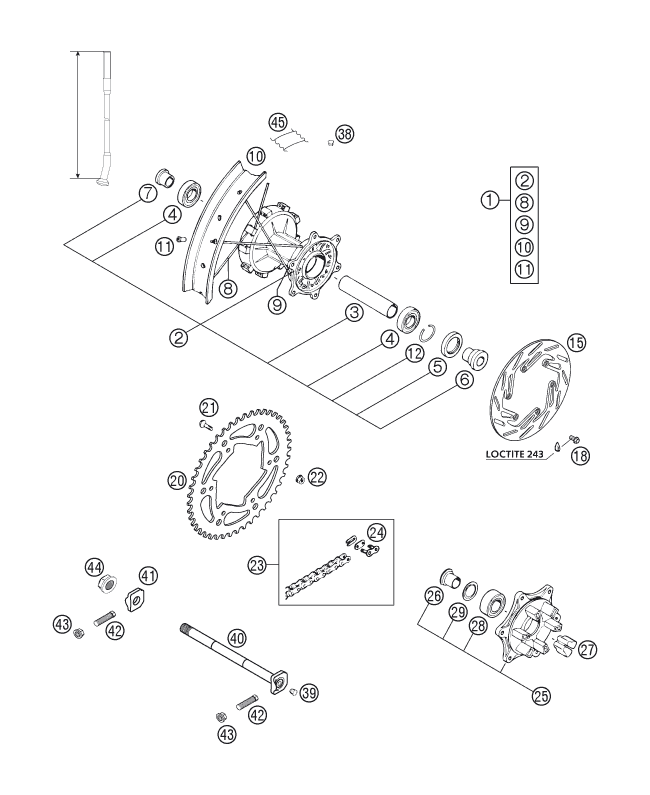 Explosionsgrafik HINTERRAD