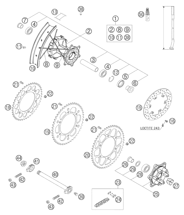 Explosionsgrafik HINTERRAD