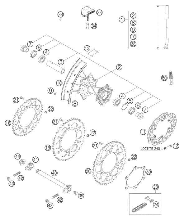 Explosionsgrafik HINTERRAD