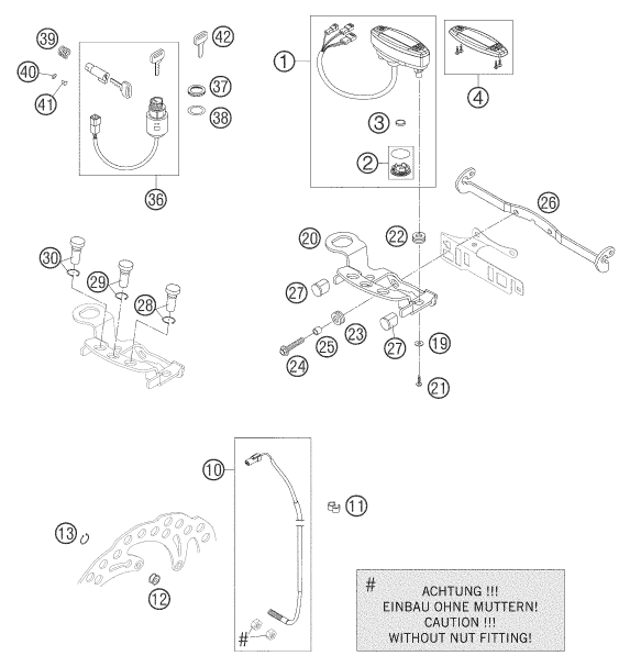 Explosionszeichnung der Baugruppe INSTRUMENTE / SCHLOSSSYSTEM, Position 26 ist markiert
