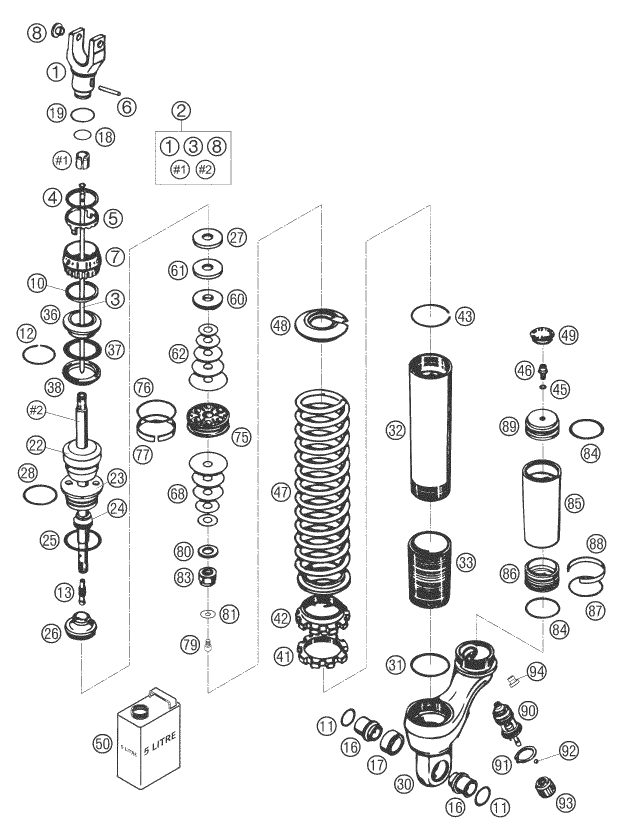 Explosionsgrafik FEDERBEIN ZERLEGT