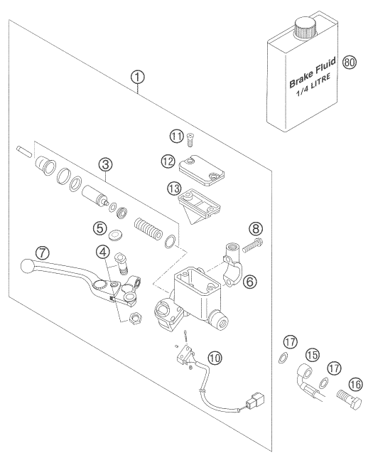 Explosionsgrafik BETÄTIGUNG VORDERBREMSE