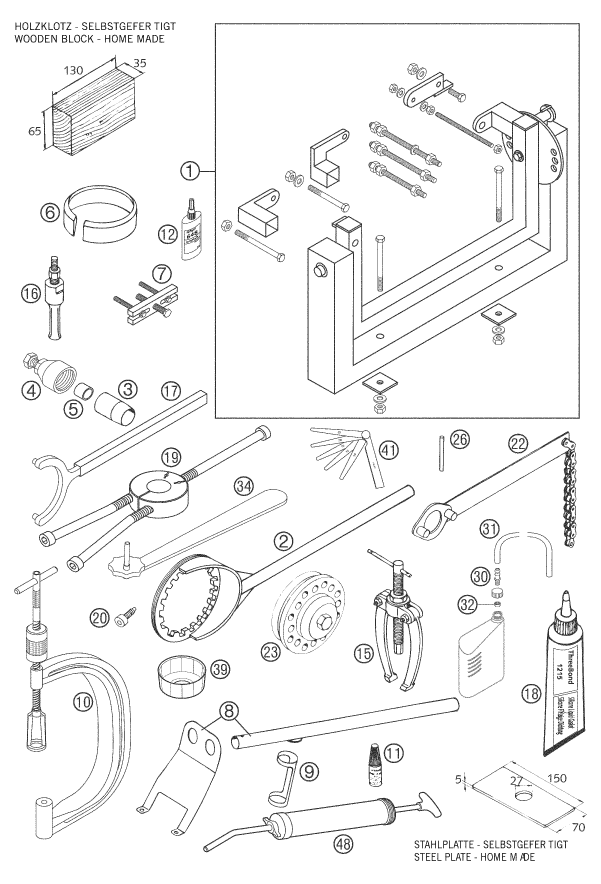 Explosionsgrafik SPEZIALWERKZEUG (Motor)