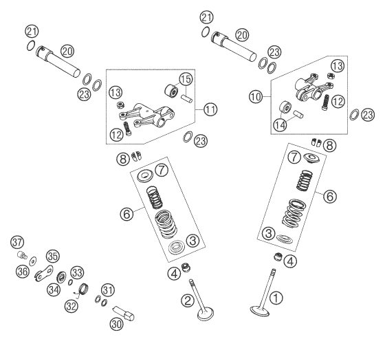 Explosionsgrafik VENTILTRIEB