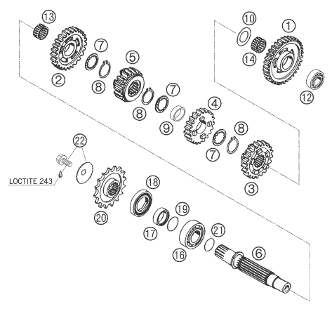 Explosionsgrafik GETRIEBE II - ABTRIEBSWELLE