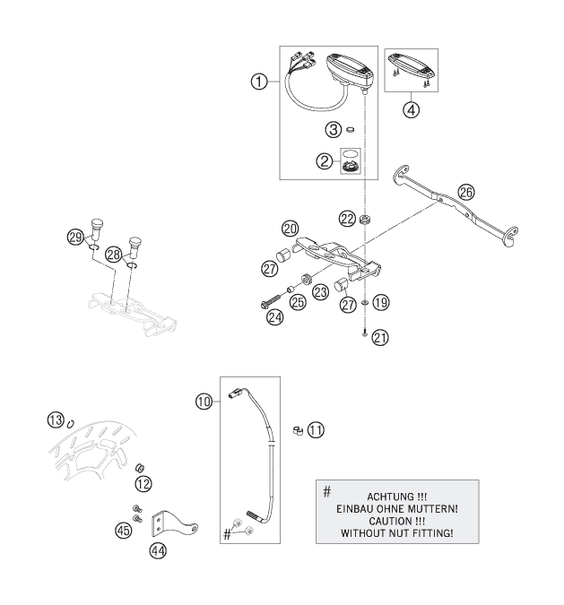 Explosionszeichnung der Baugruppe INSTRUMENTE / SCHLOSSSYSTEM, Position 20 ist markiert