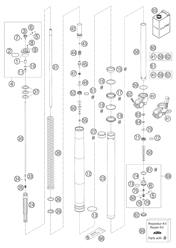 Explosionsgrafik TELEGABEL ZERLEGT