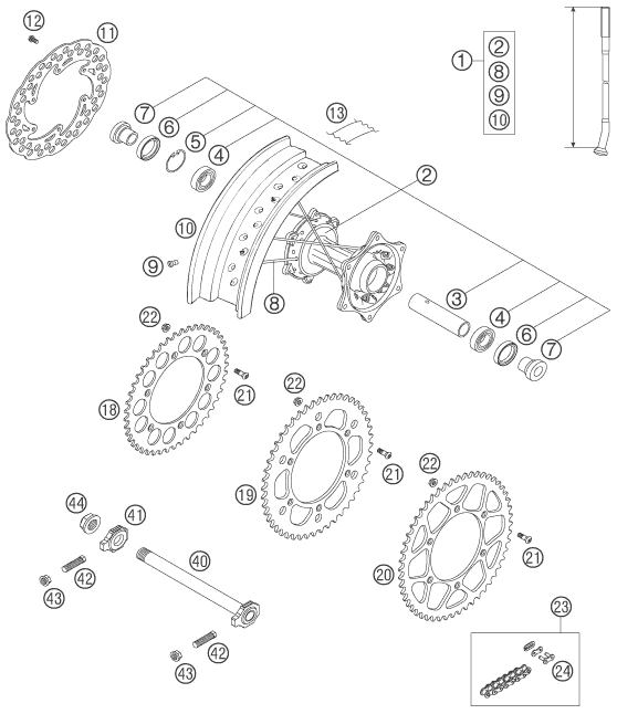 Explosionsgrafik HINTERRAD