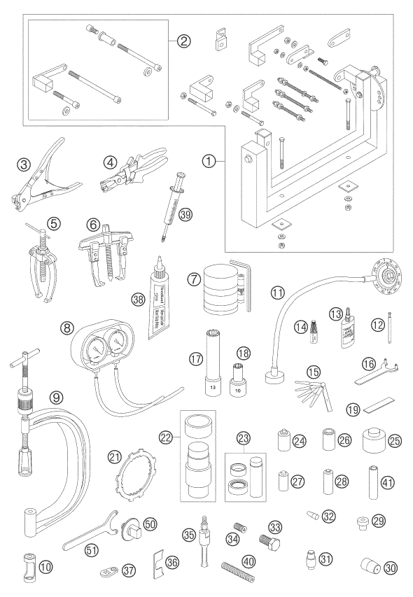 Explosionsgrafik SPEZIALWERKZEUG (Motor)