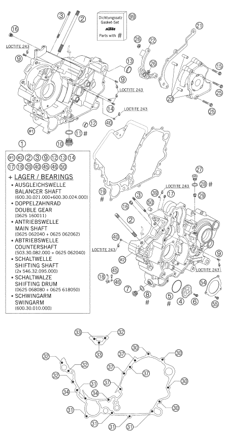 Explosionsgrafik MOTORGEHÄUSE