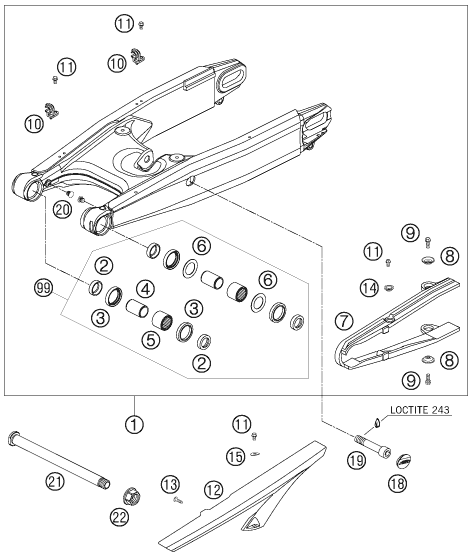 Explosionsgrafik SCHWINGARM