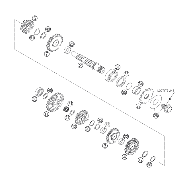Explosionsgrafik GETRIEBE II - ABTRIEBSWELLE