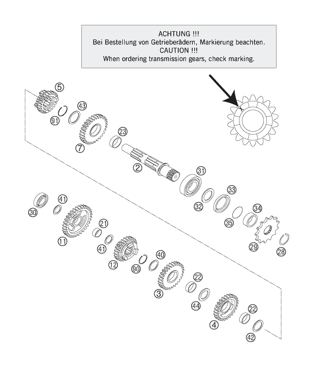 Explosionsgrafik GETRIEBE II - ABTRIEBSWELLE