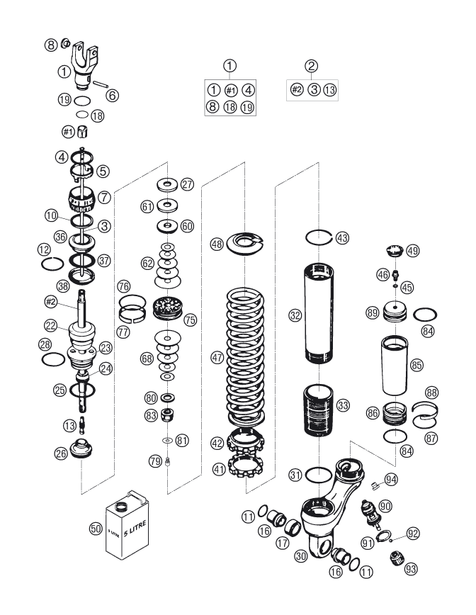 Explosionsgrafik FEDERBEIN ZERLEGT