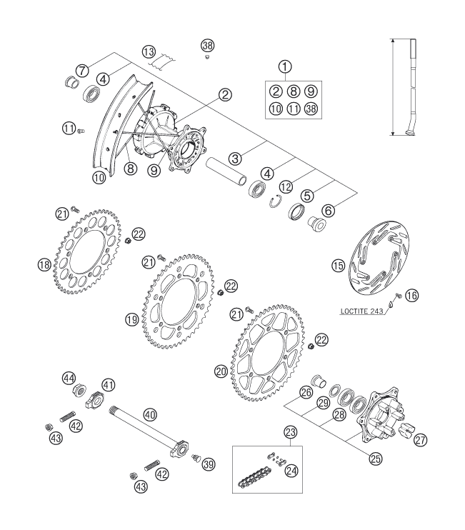 Explosionsgrafik HINTERRAD