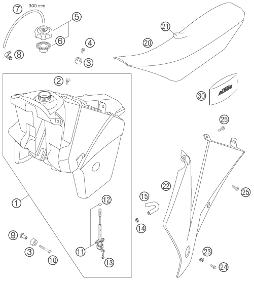 Explosionsgrafik TANK, SITZBANK