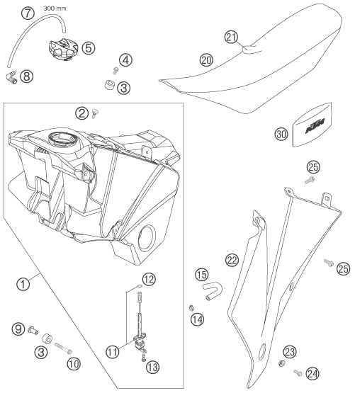 Explosionsgrafik TANK, SITZBANK